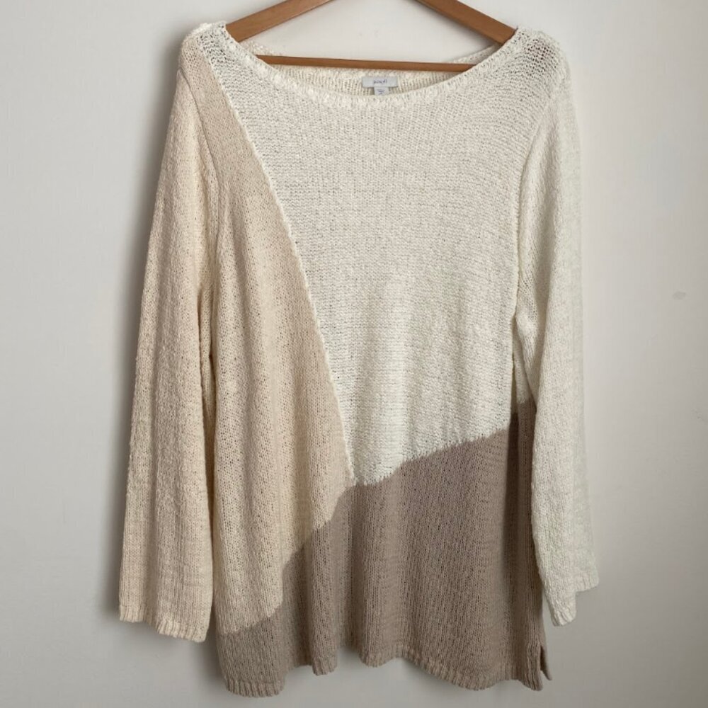 J. Jill PureJill Colorblock Sweater Tunic Boho Neutral Longline Size XLP